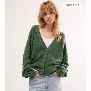 Free People Found My Friend Cardigan in Green Sz S